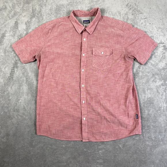 Patagonia Men's XL Pink Button Up Short Sleeve Outdoor - Picture 1 of 10